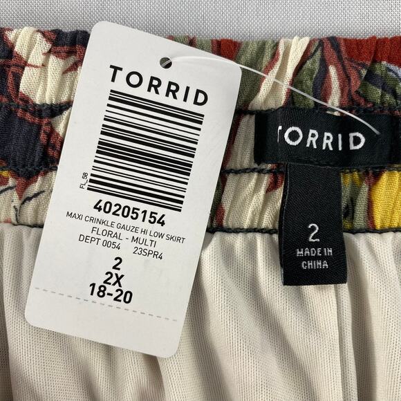 Torrid Hi Low Boho Maxi‎ Skirt Women 2X Yellow Ruffle Crinkle Gauze Cottagecore - Picture 5 of 9